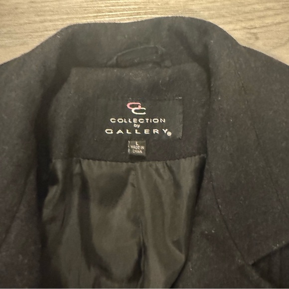 GC Collection by Gallery Large Black Double Breasted Wool Blend Peacoat - Picture 5 of 6